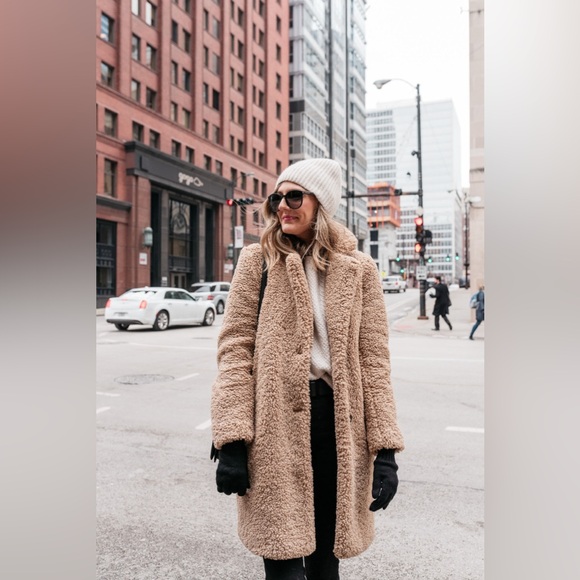 Mkt Studio Shopbop Camel Teddy Jacket Coat size FR 40 - Picture 4 of 11